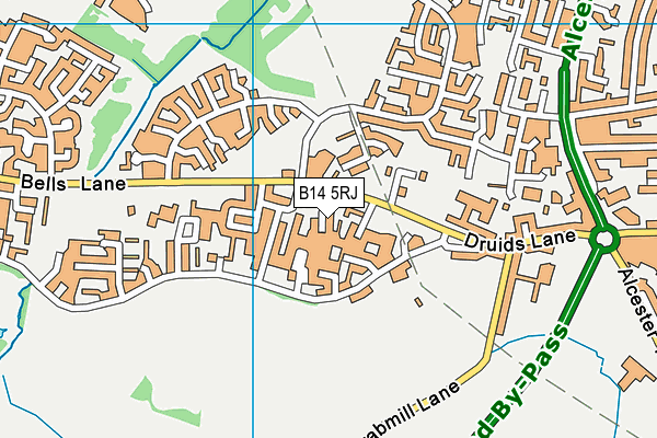 B14 5RJ map - OS VectorMap District (Ordnance Survey)