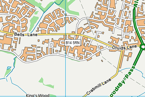 B14 5RN map - OS VectorMap District (Ordnance Survey)