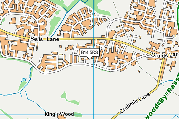 B14 5RS map - OS VectorMap District (Ordnance Survey)