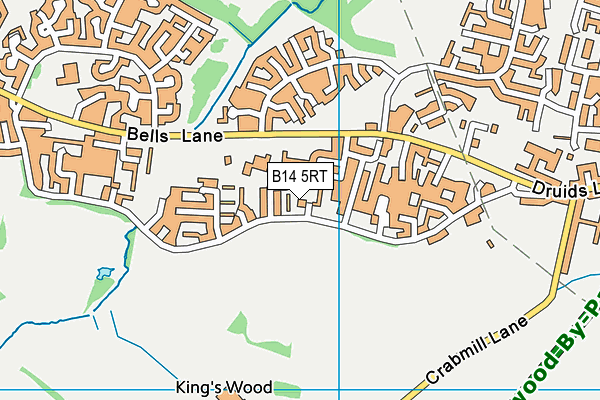 B14 5RT map - OS VectorMap District (Ordnance Survey)