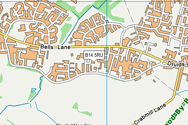 B14 5RU map - OS VectorMap District (Ordnance Survey)