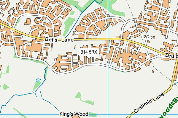 B14 5RX map - OS VectorMap District (Ordnance Survey)