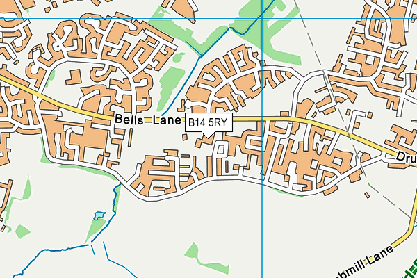 B14 5RY map - OS VectorMap District (Ordnance Survey)