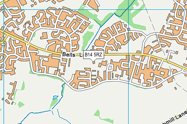 B14 5RZ map - OS VectorMap District (Ordnance Survey)