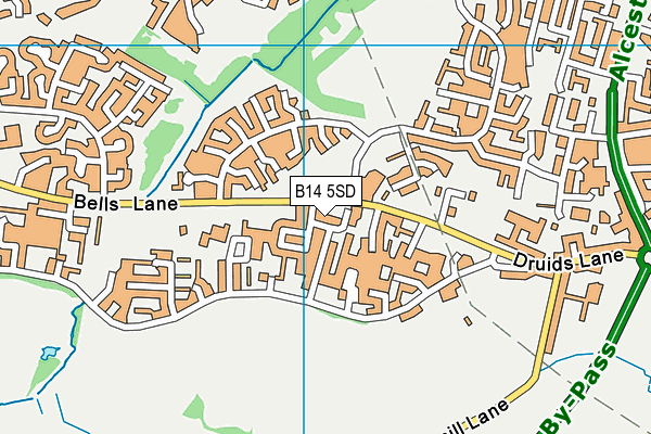 B14 5SD map - OS VectorMap District (Ordnance Survey)