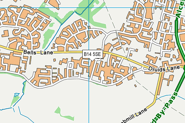 B14 5SE map - OS VectorMap District (Ordnance Survey)