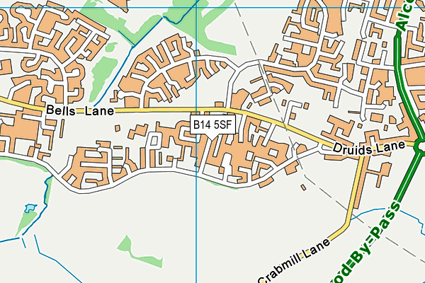 B14 5SF map - OS VectorMap District (Ordnance Survey)