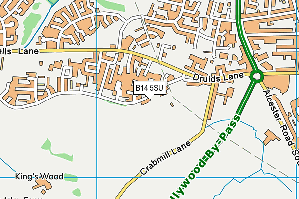 B14 5SU map - OS VectorMap District (Ordnance Survey)