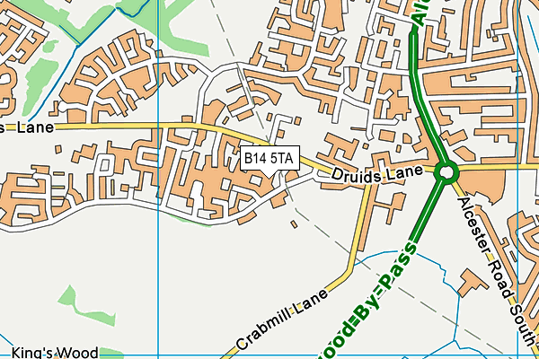 B14 5TA map - OS VectorMap District (Ordnance Survey)