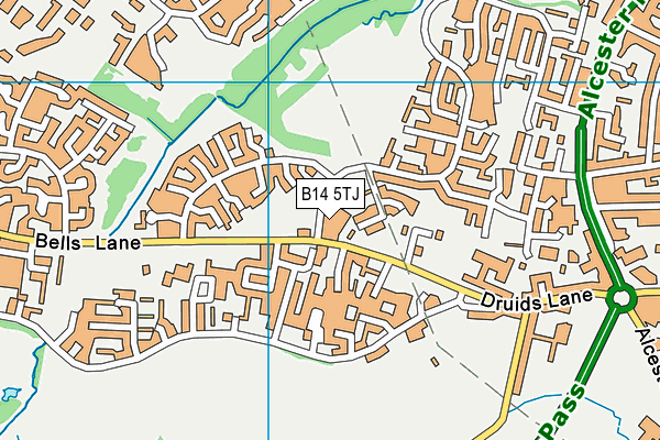 B14 5TJ map - OS VectorMap District (Ordnance Survey)
