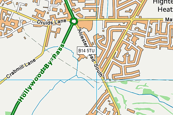 B14 5TU map - OS VectorMap District (Ordnance Survey)