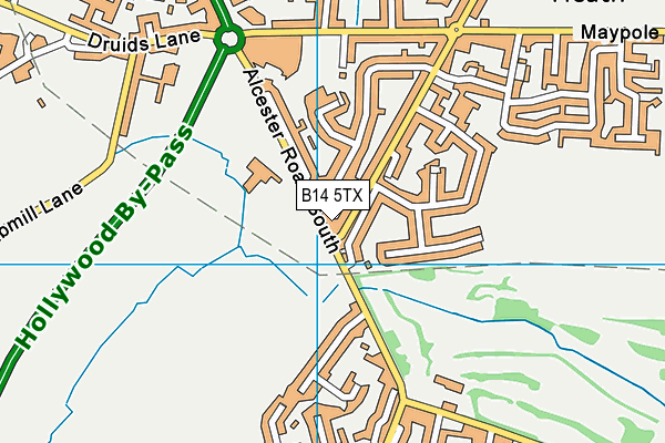 B14 5TX map - OS VectorMap District (Ordnance Survey)