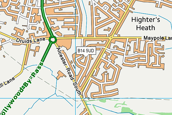 B14 5UD map - OS VectorMap District (Ordnance Survey)