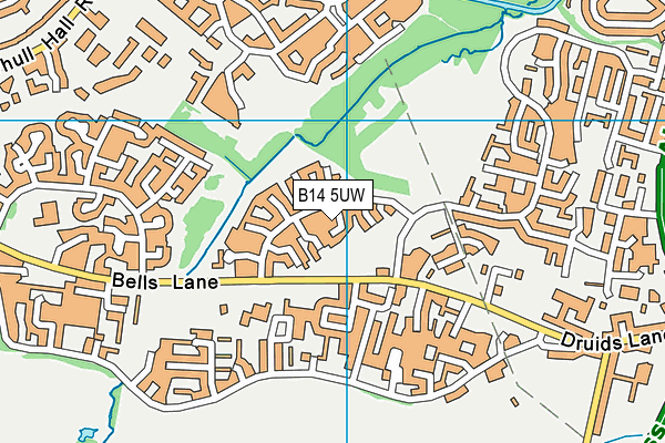 B14 5UW map - OS VectorMap District (Ordnance Survey)