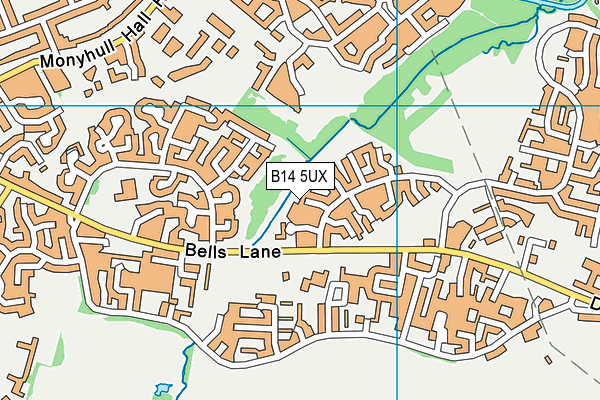 B14 5UX map - OS VectorMap District (Ordnance Survey)