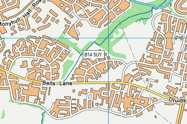 B14 5UY map - OS VectorMap District (Ordnance Survey)