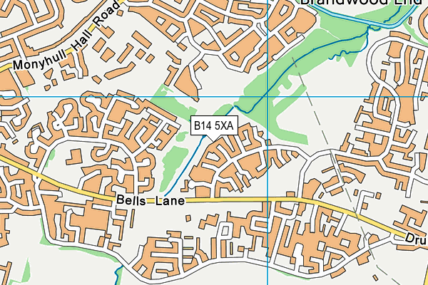 B14 5XA map - OS VectorMap District (Ordnance Survey)