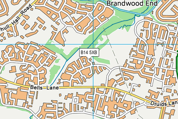 B14 5XB map - OS VectorMap District (Ordnance Survey)