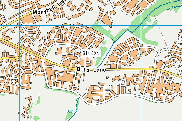 B14 5XN map - OS VectorMap District (Ordnance Survey)