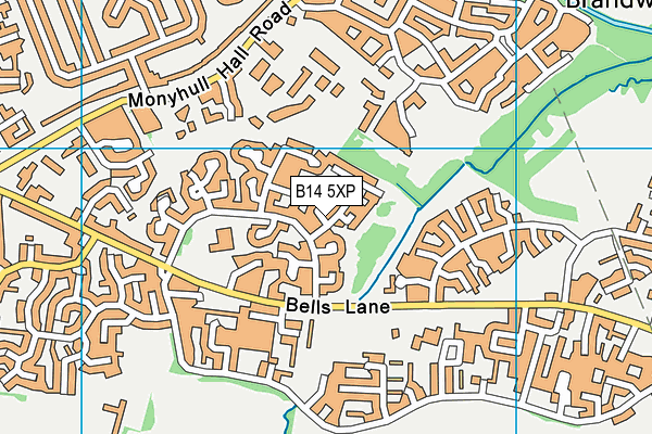 B14 5XP map - OS VectorMap District (Ordnance Survey)