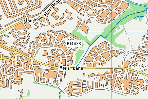 B14 5XR map - OS VectorMap District (Ordnance Survey)