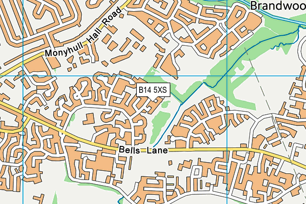 B14 5XS map - OS VectorMap District (Ordnance Survey)