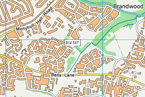 B14 5XT map - OS VectorMap District (Ordnance Survey)