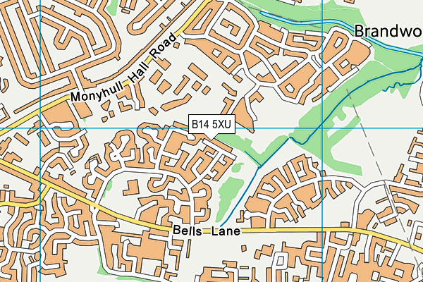B14 5XU map - OS VectorMap District (Ordnance Survey)