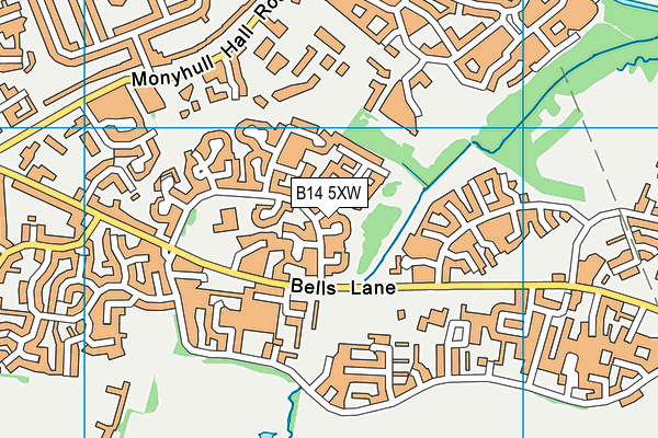 B14 5XW map - OS VectorMap District (Ordnance Survey)