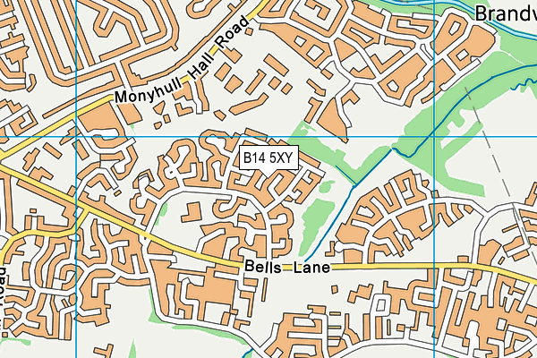 B14 5XY map - OS VectorMap District (Ordnance Survey)