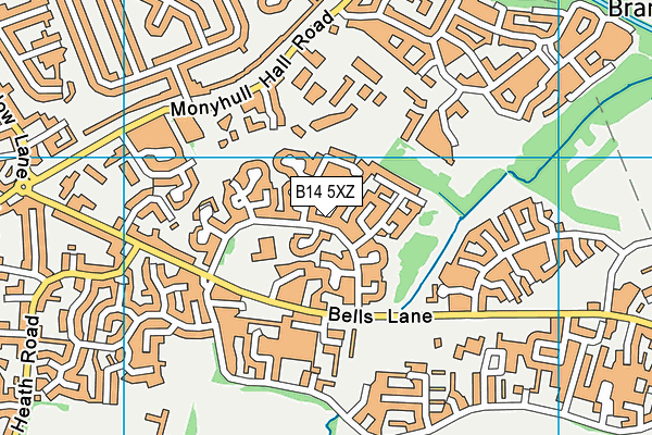 B14 5XZ map - OS VectorMap District (Ordnance Survey)