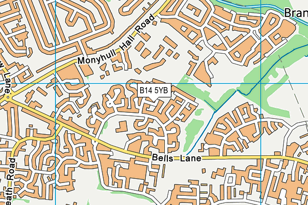 B14 5YB map - OS VectorMap District (Ordnance Survey)