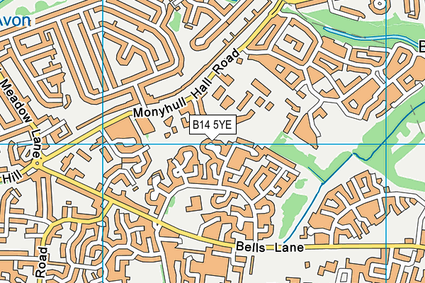 B14 5YE map - OS VectorMap District (Ordnance Survey)
