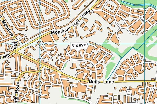 B14 5YF map - OS VectorMap District (Ordnance Survey)