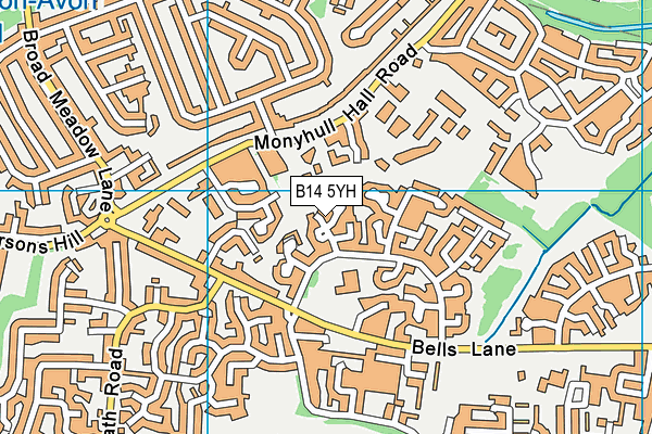 B14 5YH map - OS VectorMap District (Ordnance Survey)