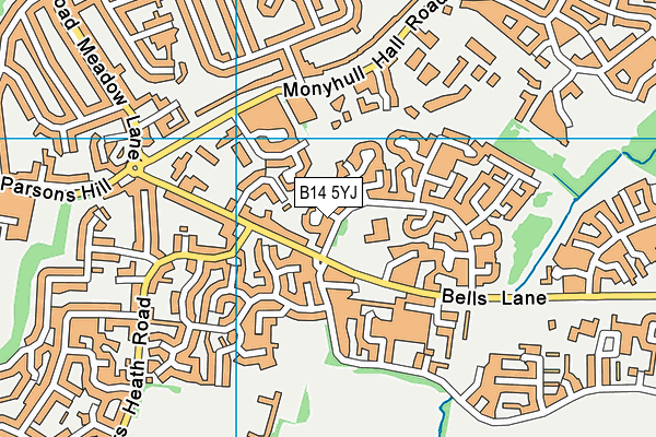 B14 5YJ map - OS VectorMap District (Ordnance Survey)