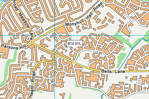 B14 5YL map - OS VectorMap District (Ordnance Survey)