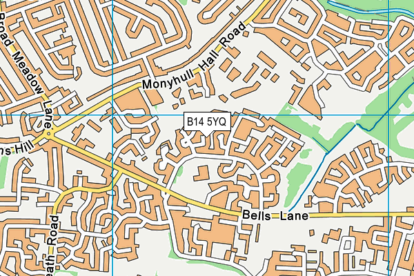 B14 5YQ map - OS VectorMap District (Ordnance Survey)