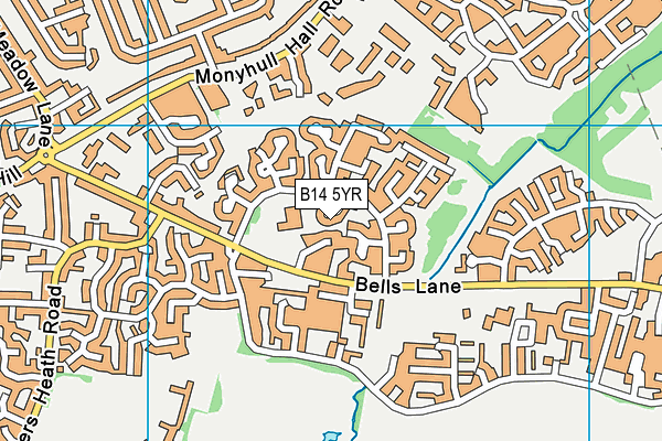 B14 5YR map - OS VectorMap District (Ordnance Survey)