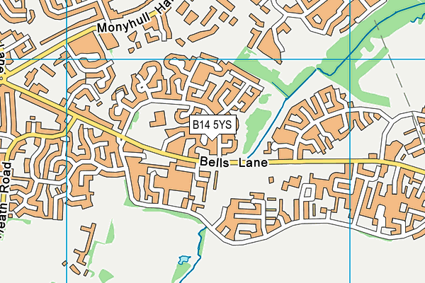 B14 5YS map - OS VectorMap District (Ordnance Survey)