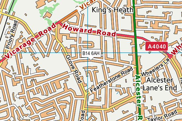 B14 6AH map - OS VectorMap District (Ordnance Survey)