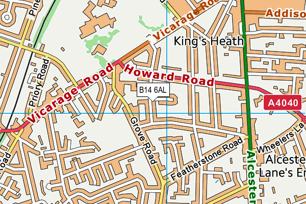 B14 6AL map - OS VectorMap District (Ordnance Survey)