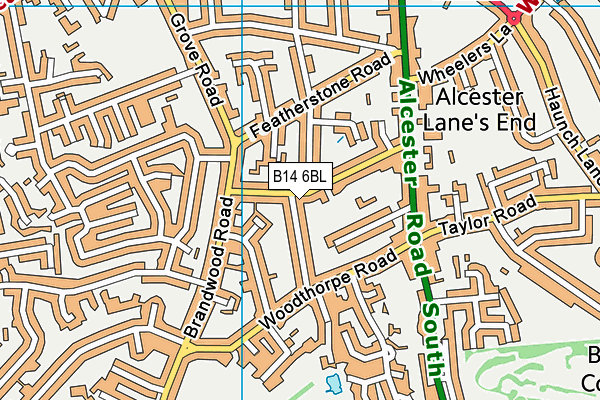 B14 6BL map - OS VectorMap District (Ordnance Survey)