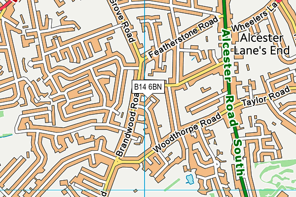 B14 6BN map - OS VectorMap District (Ordnance Survey)