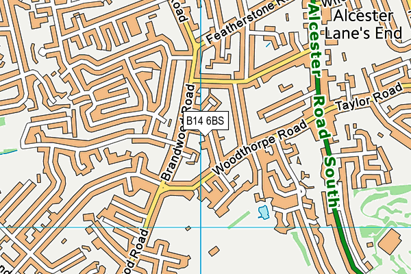 B14 6BS map - OS VectorMap District (Ordnance Survey)