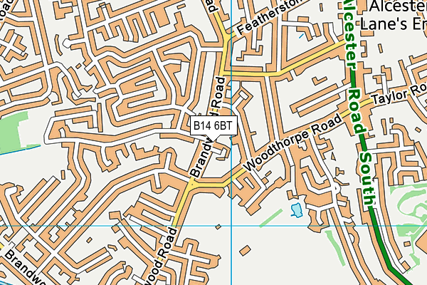 B14 6BT map - OS VectorMap District (Ordnance Survey)