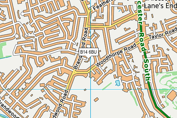 B14 6BU map - OS VectorMap District (Ordnance Survey)