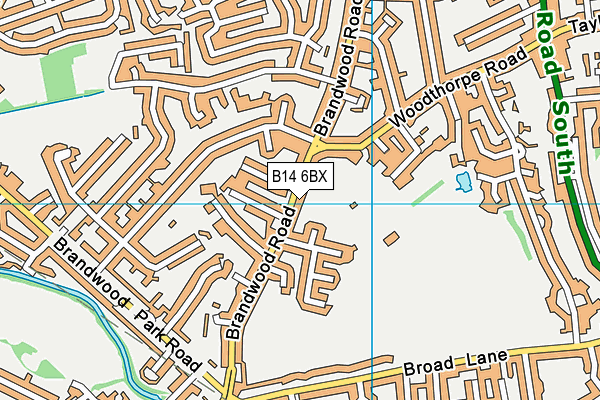 B14 6BX map - OS VectorMap District (Ordnance Survey)
