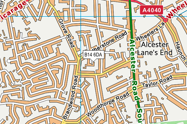 B14 6DA map - OS VectorMap District (Ordnance Survey)