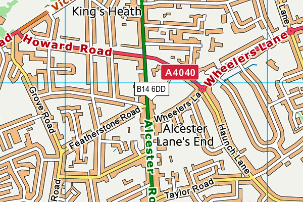 B14 6DD map - OS VectorMap District (Ordnance Survey)